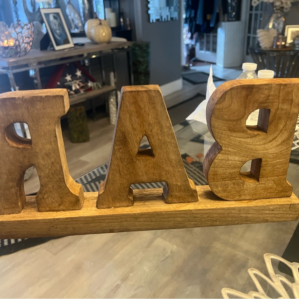 Wooden BAR Sign with White Accents - Picture 2 of 2